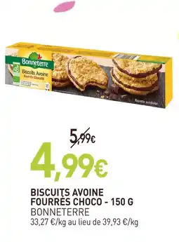 naturéO Bonneterre biscuits avoine fourrés choco offre