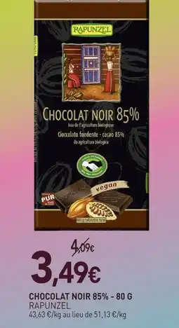 naturéO Rapunzel chocolat noir 85% offre
