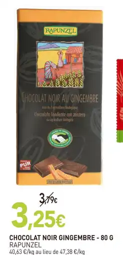 naturéO Rapunzel chocolat noir au gingembre offre