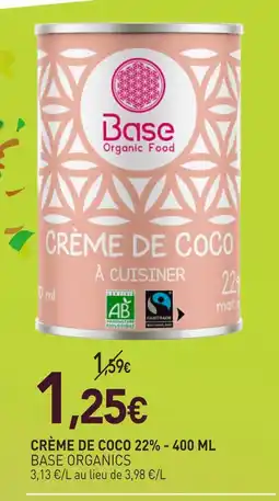 naturéO Base organics crème de coco 22% offre