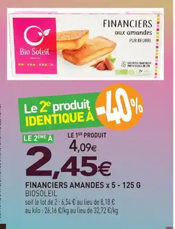 naturéO Biosoleil financiers amandes x 5 offre