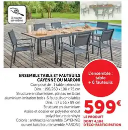 Hyper U Ensemble table et fauteuils cayenne ou maroni offre