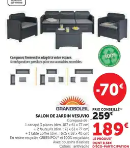 Hyper U Grandsoleil salon de jardin vesuvio offre
