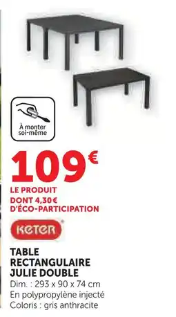 Hyper U Keter table rectangulaire julie double offre