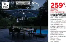 Hyper U Parasol excentré carré 3m avec led offre