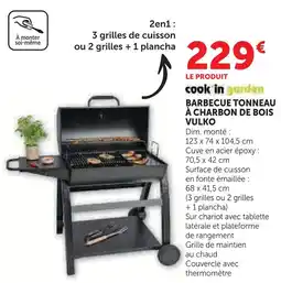 Hyper U Cook in garden barbecue tonneau à charbon de bois vulko offre
