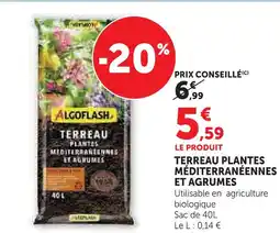 Hyper U Algoflash terreau plantes méditerranéennes et agrumes offre