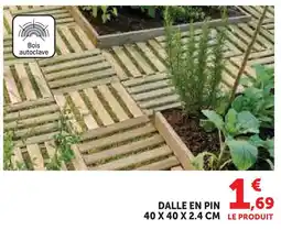 Hyper U Dalle en pin 40 x 40 x 2.4 cm offre