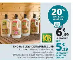 Hyper U Kb engrais liquide naturel 1l offre