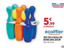 Hyper U Ecoiffier jeu de 6 quilles bowling 23cm offre
