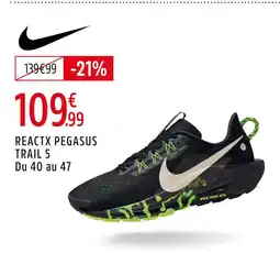 Intersport Nike react pegasus trail 5 offre
