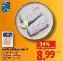 Lidl Msc dos de cabillaud offre