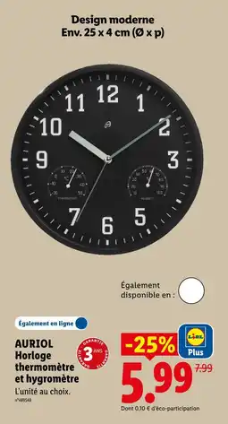 Lidl Auriol horloge thermomètre et hygromètre offre