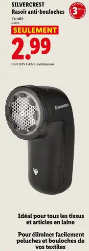 Lidl Silvercrest rasoir anti-bouloches offre