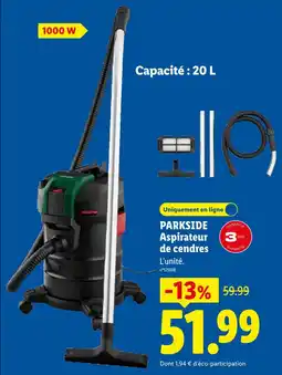 Lidl Parkside aspirateur de cendres offre