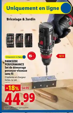 Lidl Parkside performance set de démarrage perceuse-visseuse sans fil offre