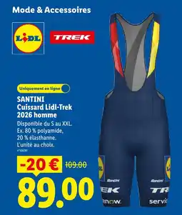 Lidl Santini cuissard lidl-trek 2026 homme offre