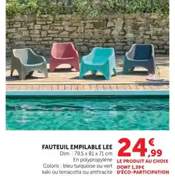 Super U Fauteuil empilable lee bleu turquoise offre