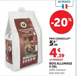 Super U U bois allumage 30l offre