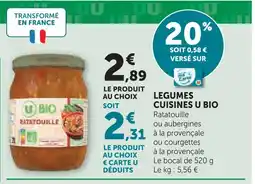 U Express U bio légumes cuisinés ratatouille offre