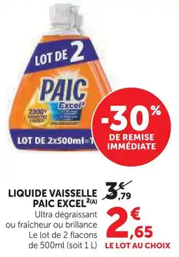 U Express Paic excel liquide vaisselle offre