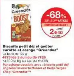 Monoprix Boost - biscuits petit déj et goûter carotte et orange offre