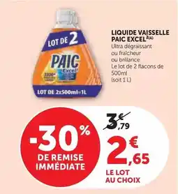 Hyper U Paic - liquide vaisselle excel offre