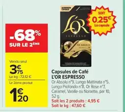 Carrefour Market L'OR ESPRESSO Capsules de Café offre