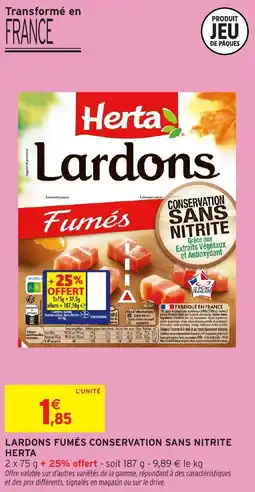 Intermarché Hyper Lardons fumés conservation sans nitrite herta offre