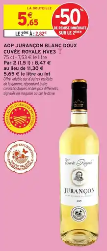 Intermarché Hyper Aop jurançon blanc doux cuvée royale hve3 offre