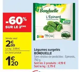 Carrefour Market BONDUELLE Légumes surgelés offre
