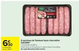 Carrefour Market SOCOPA 8 saucisses de Toulouse façon charcutière offre