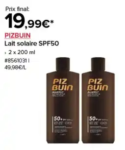 Costco Pizbuin lait solaire spf50 offre