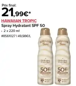 Costco Hawaiian tropic spray hydratant spf 50 offre