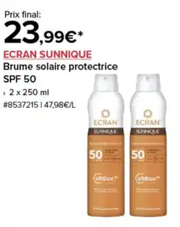 Costco Ecran sunnique brume solaire protectrice spf 50 offre