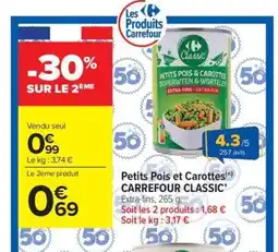 Carrefour Market CARREFOUR CLASSIC Petits Pois et Carottes offre