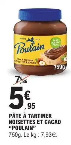E.Leclerc Pâte À Tartiner Noisettes Et Cacao Poulain offre