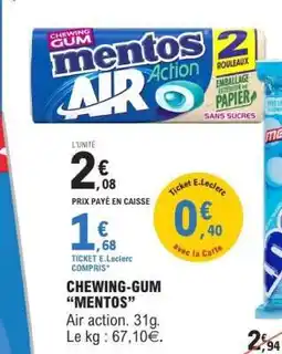 E.Leclerc CHEWING GUM MENTOS offre