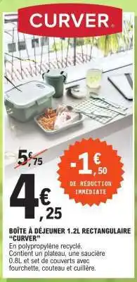 E.Leclerc BOÎTE À DÉJEUNER 1.2L RECTANGULAIRE 'CURVER' offre