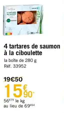 Picard 4 tartares de saumon à la ciboulette offre