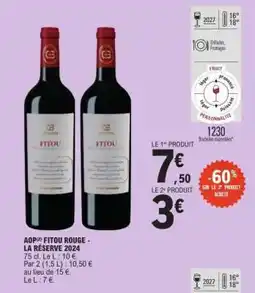 E.Leclerc AOP( ) FITOU ROUGE - LA RÉSERVE 2024 offre