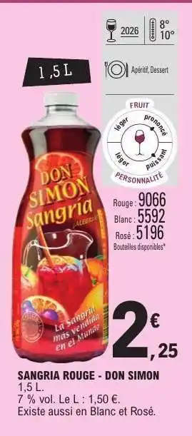 E.Leclerc Sangria Rouge Don Simon offre