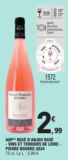 E.Leclerc AOP Rosé d'Anjou Rosé - Vins et Terroirs de Loire - Pierre Bourre 2024 offre