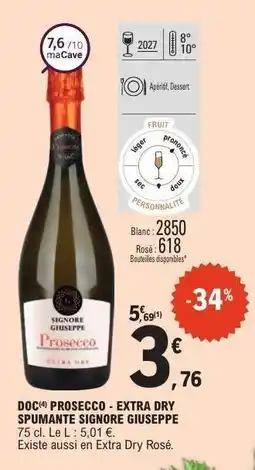 E.Leclerc DOC Prosecco - Extra Dry Spumante Signore Giuseppe offre