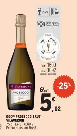 E.Leclerc DOC PROSECCO BRUT VILAVERONI offre