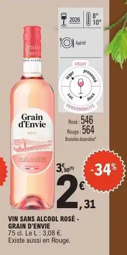 E.Leclerc VIN SANS ALCOOL ROSÉ - GRAIN D'ENVIE offre