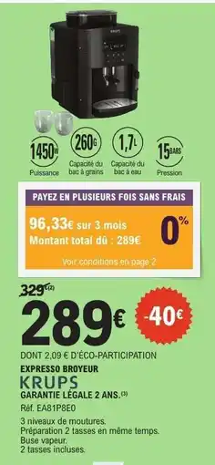 E.Leclerc Expresso broyeur KRUPS offre