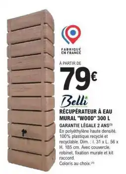 E.Leclerc Récupérateur à eau mural 'Wood' 300 L offre