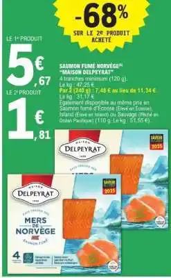 E.Leclerc SAUMON FUMÉ NORVÈGE MAISON DELPEYRAT offre