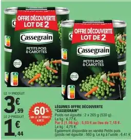 E.Leclerc CASSEGRAIN PETITS POIS & CAROTTES offre